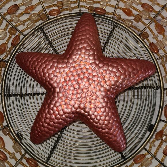 Iridescent Ocean Starfish Dishes Red-Green Art Glass - Set of 2 Coastal Decor - Picture 7 of 9